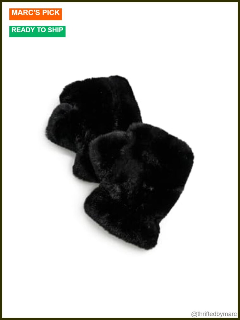 Faux Fur Fingerless Gloves Cinched Wrist Pull-On Winter Accessory